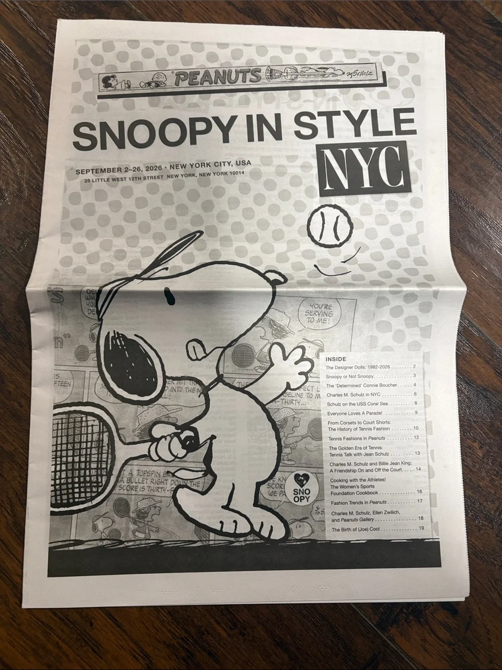 Peanuts Snoopy In Style NYC PopUp 09/2/26-09/26/26 Newspaper (pack of 4)